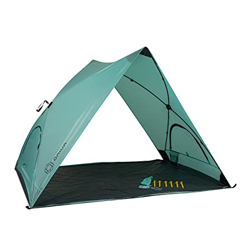 Picnic TIME Manta Portable Beach Tent, Fully-Assembled Pop Up Tent, Beach Shade and Sun Shelter, Instant Outdoor Shade with Carrying Bag for Outdoors and UPF50+ UV Protection, (Light Green)