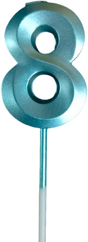 1 Pc 8 Number Candle for Birthday Cake Blue Glossy Shiny Number Eight Candle for Anniversary Cake Topper 8th Birthday Cake Decoration 0-9 Number Candles (Pack of 1, Blue)