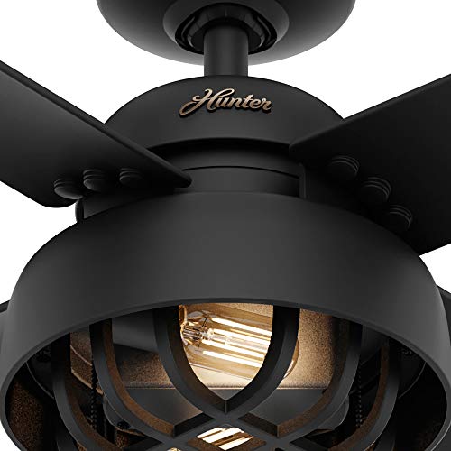 Hunter Spring Mill Indoor / Outdoor Ceiling Fan with LED Lights and Pull Chain Control, 52", Matte Black Hunter Spring Mill Indoor / Outdoor Ceiling Fan with LED Lights and Pull Chain Control, 52", Matte Black