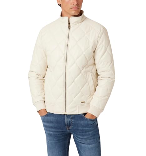GUESS Mens Quilted Faux Leather Jacket, Quicksand, Small at Amazon