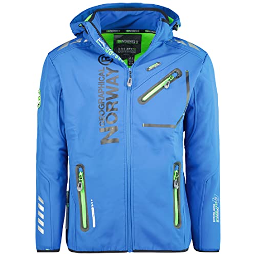 Geographical Norway Chaqueta softshell de los hombres en el exterior Rainman Turbo-Dry capucha - Azul, S