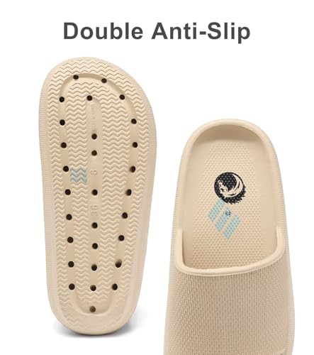 Image of Haifago Cloud Slide Sandals for Women Comfort Recovery Pillow Sandal, Lightweight House Bathroom Shower Slippers Adjustable Double Buckle Platform Slide