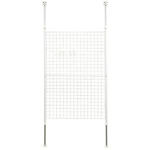 [山善] 突っ張り パーテーション (ワイヤータイプ) 幅90×奥行5×高さ166.5-295.5cm (フック4個付き) 壁掛け 収納 壁面収納 天井 間仕切り 組立品 ホワイト SP-90(W)" 