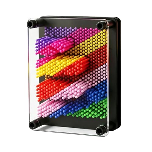 Pin Art 3D Rainbow Pin Art Toy Unique Fun Desk Toys Colourful Creative Sensory Sculpture Board Toy for Adults Customers Home Bedrooms Office Desktop Decoration Gifts