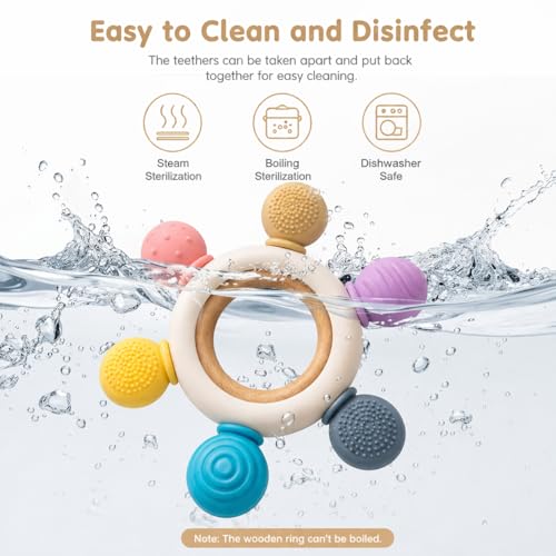 Image of Baby Teether Toy for 3+ Months, BPA-Free Food Grade Silicone Teething Ring, Soft Chew Toy for Teething Relief, Easy Grip Sensory Teether for Infants 6-12 Months, Newborn Baby Gift for Boys & Girls (Round Teether)