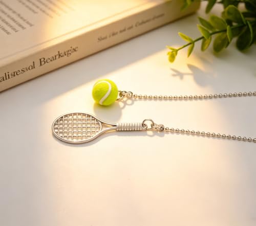 Image of 2pcs Ceiling Fan Pull Chain Ornament, 12 inch Ball Chain Tennis and Racket set Fan Light Pulls for Kid Room Decorative Extension,Sliver Chain