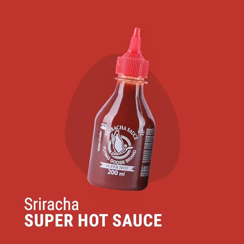 Flying Goose Sriracha Sauce Bundle 5er Set (5×200ml) – Original, Super Hot, Blackout (Vegan), Hot & Sweet und Extra Garlic – Authentische Thai Chili-Saucen, feurig scharf – Ideal als Dip und Würze