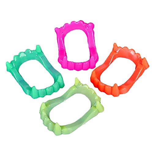 The Dreidel Company 12 Halloween Teeth Neon Fangs Teeth, Costume, Funny Halloween Dress-Up, Pretend Play Decoration 12-Pack