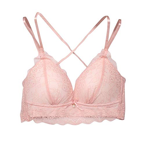 Buy Push Up Wire Free Bras for Lace Cross Straps Bras Pink Cup Size 75B