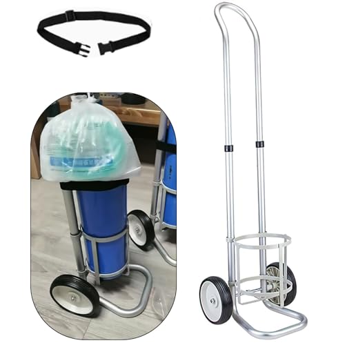 ZIMGOD Oxygen Tank Holder 2 Wheels Rolling Oxygen Tank Cart w/Handle & Safety Belt, Portable Home Oxygen Cylinder Trolley, Oxygen Tank Storage Rack Gas Bottle Transport(Dia 15.8cm(6 1/4