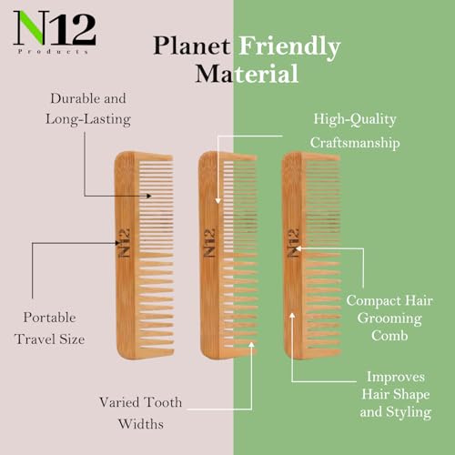 Set de 3 Peines de Bambú Natural Handmade 17.5 cm Anti-Frizz miniatura 3