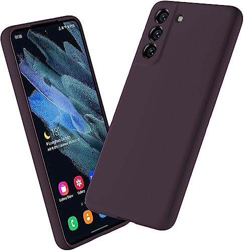 Image of DIZORO Liquid Silicone Case with Microfiber Coushioning Compatible for Samsung Galaxy S21 Shockproof Slim Back Cover, Gel Rubber Full Body Protection (Deep Purple)