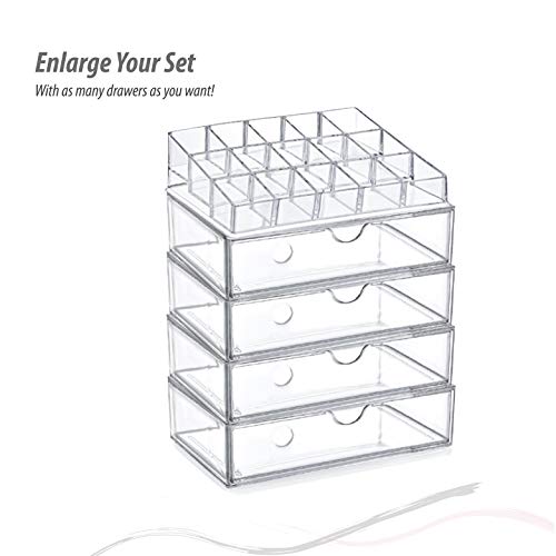 Furany 2er Set Kosmetik Organizer| 2er Set Nagellack Organizer + Schubladen Drawer Organizer für Accessoires Make-Up… – Bild 6