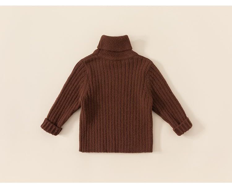 Girls/Boys Turtleneck Sweaters Kids Solid Color Long Sleeve Toddle Chunky Knit Fall and Winter Pullover Tops2