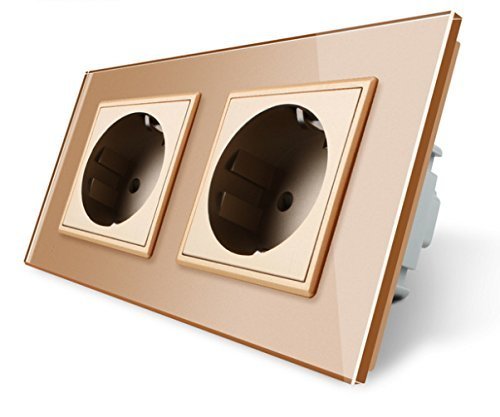 Preisvergleich Produktbild Livolo Steckdose Stecker 2 Fach VL-C7C2EU-13 Gold