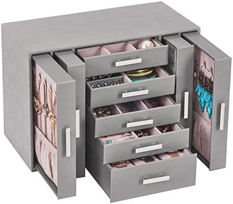 ANWBROAD Large Jewellery Box Jewellery Box Organiser for Women with 9 Drawers for Necklaces Eardrops Rings Jewellery Storage Box Christmas Gift JJB017H
