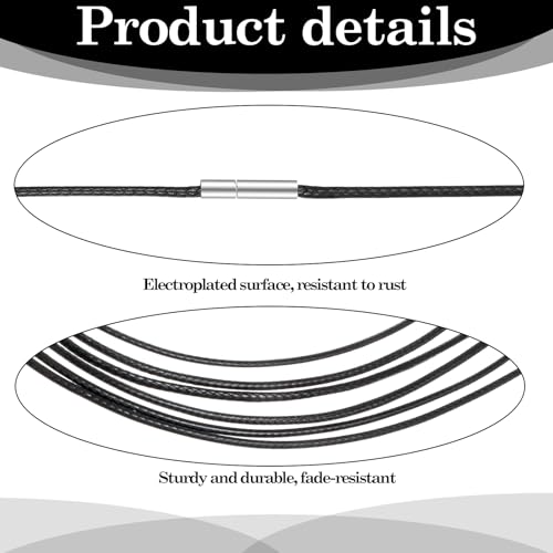 LIQWEI 6 Stück Leder Halskette, 1.5mm Lederkette Kette Lederband, Kunstleder Halskette Schwarz, Lederkette Mit Edelstahl Verschluss, für Armbänder Halsketten DIY Handwerk Männer Damen 6Größen