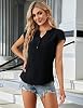 Blusa casual elegante para mujer, camisa de trabajo de negocios con botones, manga corta, cuello en V, camiseta 7