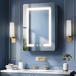 LNZHAO Bathroom Mirror Cabinets with Led Lights, Aluminum Alloy Wall Mounted Bathroom Cabinet Led Bathroom Mirror, 3 Colors Anti Fog, Adjustable Shelves, Touch Sensor, Concealed Storage