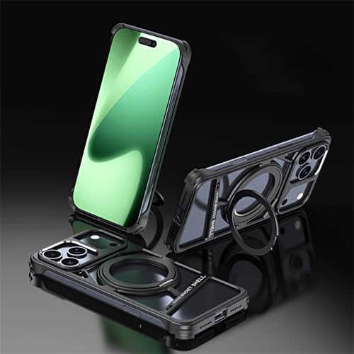 Coque iPhone 17 Pro Max sans cadre avec support rotatif 360° magnétique et antichoc noir
