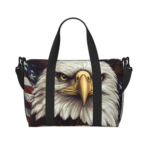 Travel Duffel Bag for Men Gym Bag, Bald Eagle Luggage Bag with Shoulder Strap, Large Gym Tote Bag for Women, Weekender Overnight Bag, Foldable Carry on Bag for Airplane