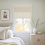 NICETOWN Natural Linen No Drill Roman Shades for Windows, French Front Door Curtain Solid Cordless Blinds for Farmhouse Door Window Covering with Light Filgtering, W26 x L69, 1Pc