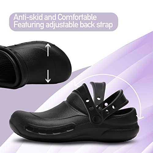Slip Resistant Work Shoes Garden Clogs, Nurse, Chef Shoes Waterproof Oil Comfortable Work Clogs Adjustable Fit 12 #TOP4