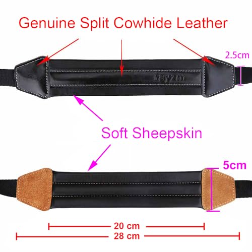 Rayzm Saxophongurt/Saxofongurt,Universal Doppel-Schultergurt aus Leder für Saxofon,Verstellbarer Gepolsterter Trageriemen für Alt,Tenor,Sopran und Bariton Saxophon (Klein)