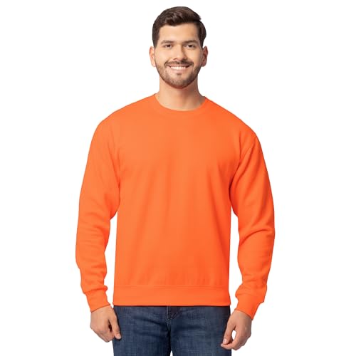 Fruit of the Loom Men's Eversoft Fleece Sweatshirts & Hoodies, Sweatshirt - Safety Orange, Large