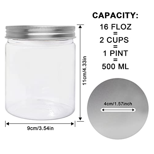 Mczcent 4-Pack Small Clear Plastic Transparent Coin Tips Piggy Banks (16oz), Silver Slotted Lids, for Adults Teens, Kids & Girls Boys - Image 2