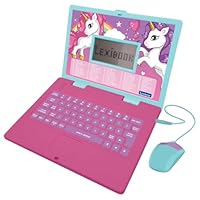 LEXIBOOK, Unicorn, Bilingual ENGLISH/ITALIAN educational computer, Toy for children with 124 language, writing, maths, logic, music activities and games, Pink, JC598UNIi5