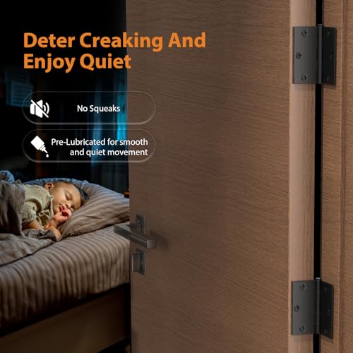AmzGod 3 Pack 3.5 Inch Matte Black Door Hinges, Interior Hinges with Square Corners, 3 1/2" Black Hardware for Standard Residential Doors by AmzGod - Used condition - Image 3