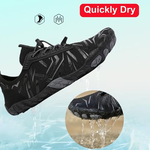 Image of Beach Water Shoes for Women Men Quick Dry Non-Slip Wide Toe Hike Barefoot Footwear for Beach Pool Aqua Swim Surf Walk