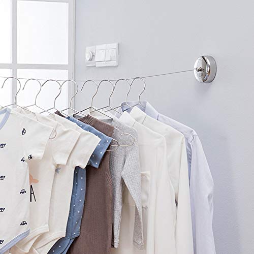 Corde à linge rétractable extérieur intérieur fil à linge extensible en acier robuste de 2,9 m - 6