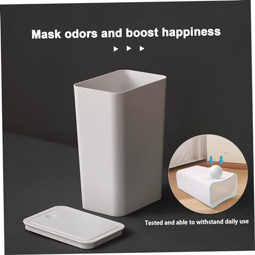 Papelera pequeña blanca con tapa para dormitorio y hogar de formato slim 8