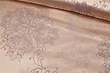 PEIHUODAN Jacquard Duvet Cover Set Single Double king Size Microfiber Bedding Set Satin Jacquard Bedroom Vintage Floral Satin Quilt Cover and Matching Pillow Cases (Rose Gold,King) - Image 4