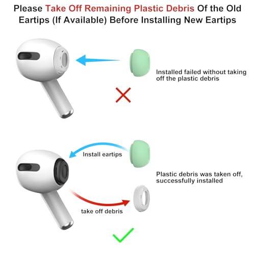 Image of 3 Pairs Replacement Ear Tips for AirPods Pro and 2nd Generation with Noise Reduction Hole, Silicone Ear Tips for AirPods Pro with Portable Storage Box and Fits in Charging Case (S /M /L, Mint Green)