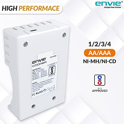 Image of ENVIE (ECR-20 MC) Infinite Cooper Rechargeable Battery Charger for AA & AAA Ni-MH /Ni-CD Batteries with 600mA Output Current, LED Indicator, Micro USB Charging, Short Circuit Protection