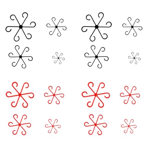 TSUOUKL 16 Soportes para Plantas Trepadoras - Clips de Fijación Negros+rojo para Macetas - Ideal para Anémonas, Tomates, Hortensias - Perfecto para Jardín y Balcón