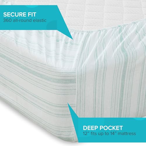 Image of Comfort Spaces 100% Cotton Percale Sheets Twin XL Size 3 Piece, Good Vibes