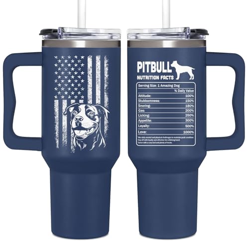 Couple Fox Pitbull Gifts For Men, Pitbull Owner Tumbler, Birthday, Fathers Day Gift For Men, Christmas Presents For Dad, From Dogs To Dad, Pitbull Tumbler 40oz With Handle