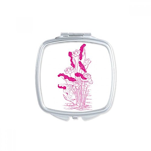 Miroir de maquillage compact pour retouches faciles avec fleur lotus