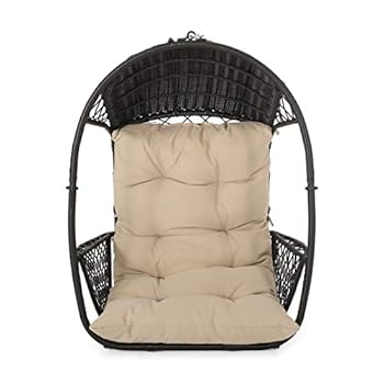 Alternative view of Christopher Knight Home Becky Wicker Hanging Chair with Cushion (Stand Not Included), Brown, Tan