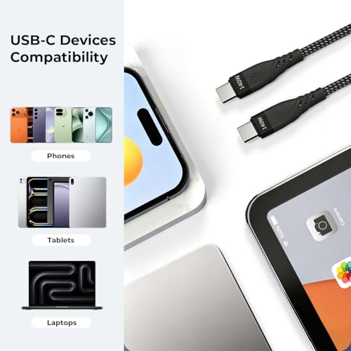 Image of Verilux Type C Splitter Charging Cable 1 to 2, 140W PD Fast Charging USB C to Dual USB C Cable Nylon Braided Cord, Dual Device Charging Cord with 480Mbps Data Sync, for Phone, Tablet
