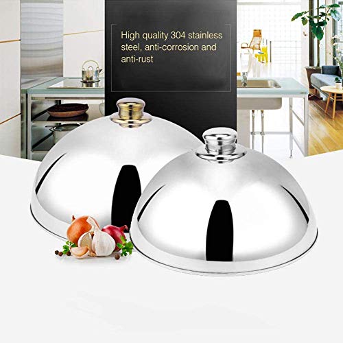 shenruifa Food Dome Plate Cover Cloche Stainless Steel Cloche Serving Plate, 10 in Dome Cover Dish Dining Dinner Serving Plate for Home Restaurant Cafe (Silver) by shenruifa - Image 5