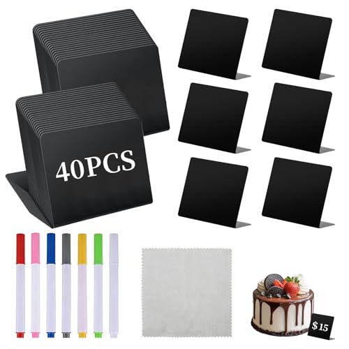 MFUSUL 40 Piezas Letreros para Buffet para Etiquetar, Letreros Pequeños de 100 x 75 mm para Etiquetar, Etiquetas de Precio, Exhibidores para Mercados de Pulgas, Buffets, Bodas y Fiestas