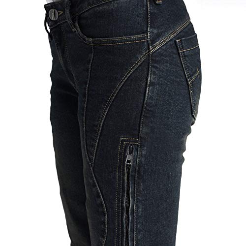 MAXLER JEAN Biker Jeans for women - Slim Straight Fit Motorcycle Riding Pants, 607 Blue (Size 26)