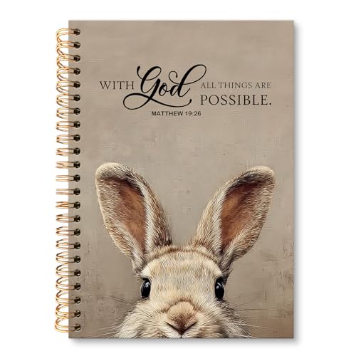 Carnet chrétien à spirale Lapin de Pâques de 14x21 cm avec couverture rigide