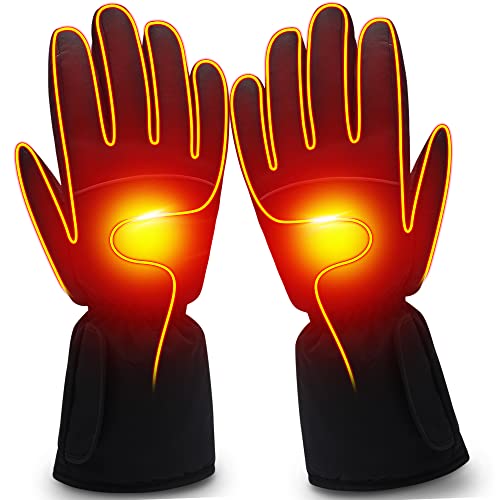 Electric Rechargeable Heated Gloves,Portable Battery Heating Thermal Gloves,Waterproof Touchscreen Warm Gloves for Cycling,Motorcycle,Hiking,Snowboarding Outdoor Winter Sport(No Battery Include)