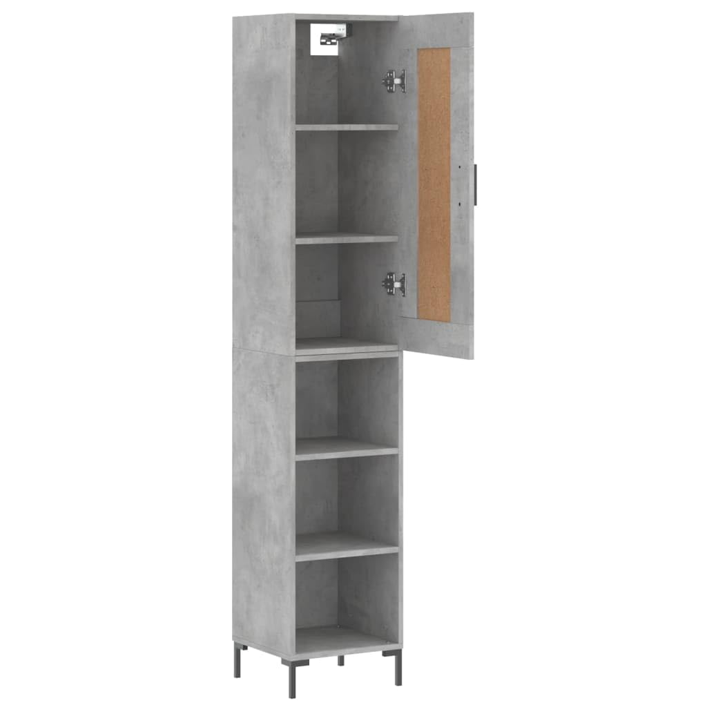 Highboard betonowy szary 34,5 x 34 x 180 cm materiał drewnopochodny